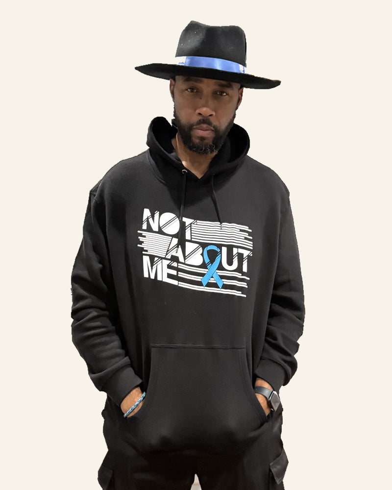 Original photograph of Montell wearing the Sustain hoodie, front view, with background removed